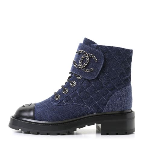 chanel quilted leather combat boots replica|Chanel denim combat boots.